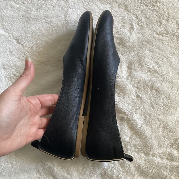Everlane The Day Glove Slip On Tan Leather Ballet Flats US 10.5 Black round toe - Picture 9 of 16
